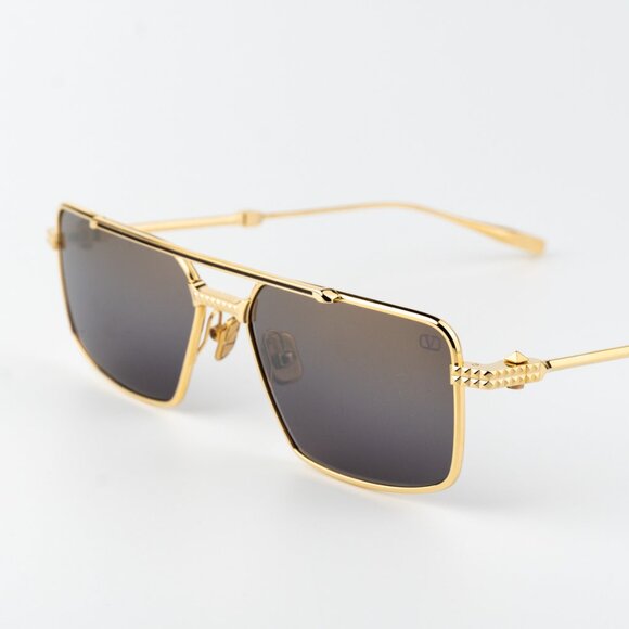 Valentino Women Sunglasses Gold Brown Gradient Mirror Pilot V-SEI VLS 111B 58 - Picture 6 of 14